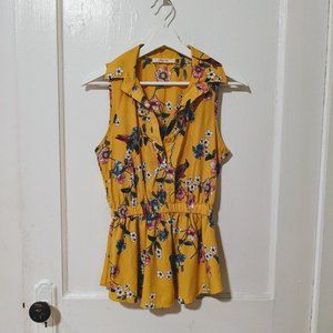 Modcloth Jessy B Sleeveless Collar Floral Blouse